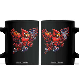 Cardinal Playing Basketball Graphic Coffee Mug Dunk Mascot Sports Fan Gift TS10 Black Print Your Wear