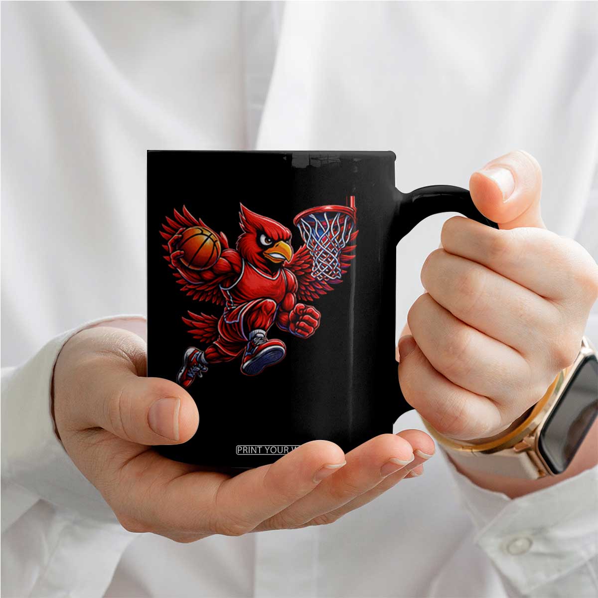 Cardinal Playing Basketball Graphic Coffee Mug Dunk Mascot Sports Fan Gift TS10 Print Your Wear