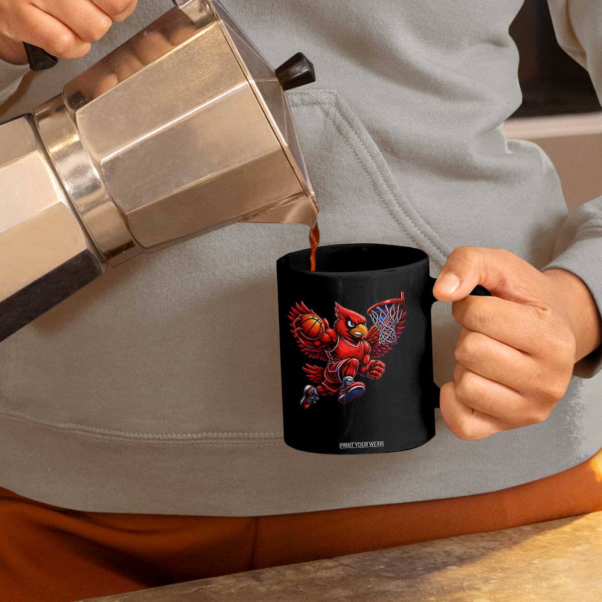 Cardinal Playing Basketball Graphic Coffee Mug Dunk Mascot Sports Fan Gift TS10 Print Your Wear