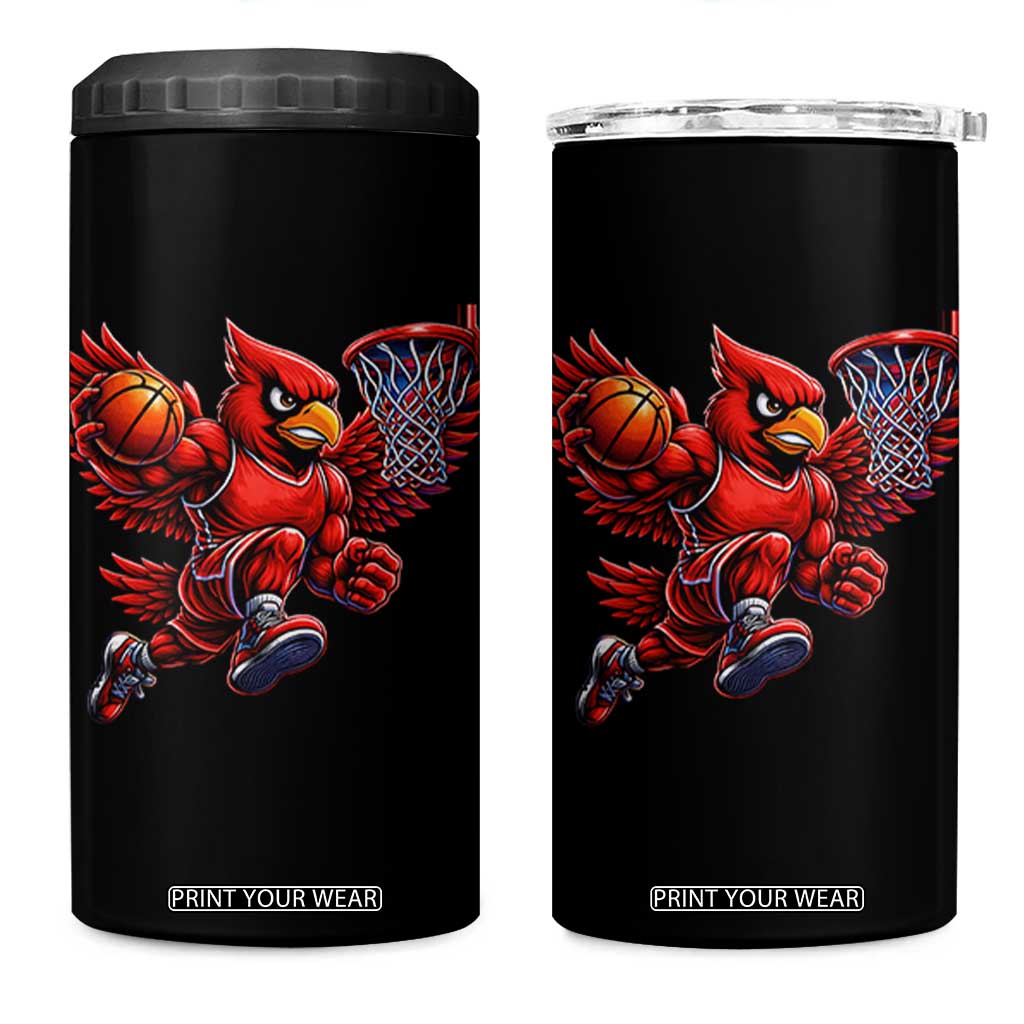 Cardinal Playing Basketball Graphic 4 in 1 Can Cooler Tumbler Dunk Mascot Sports Fan Gift TS10 One Size: 16 oz Black Print Your Wear