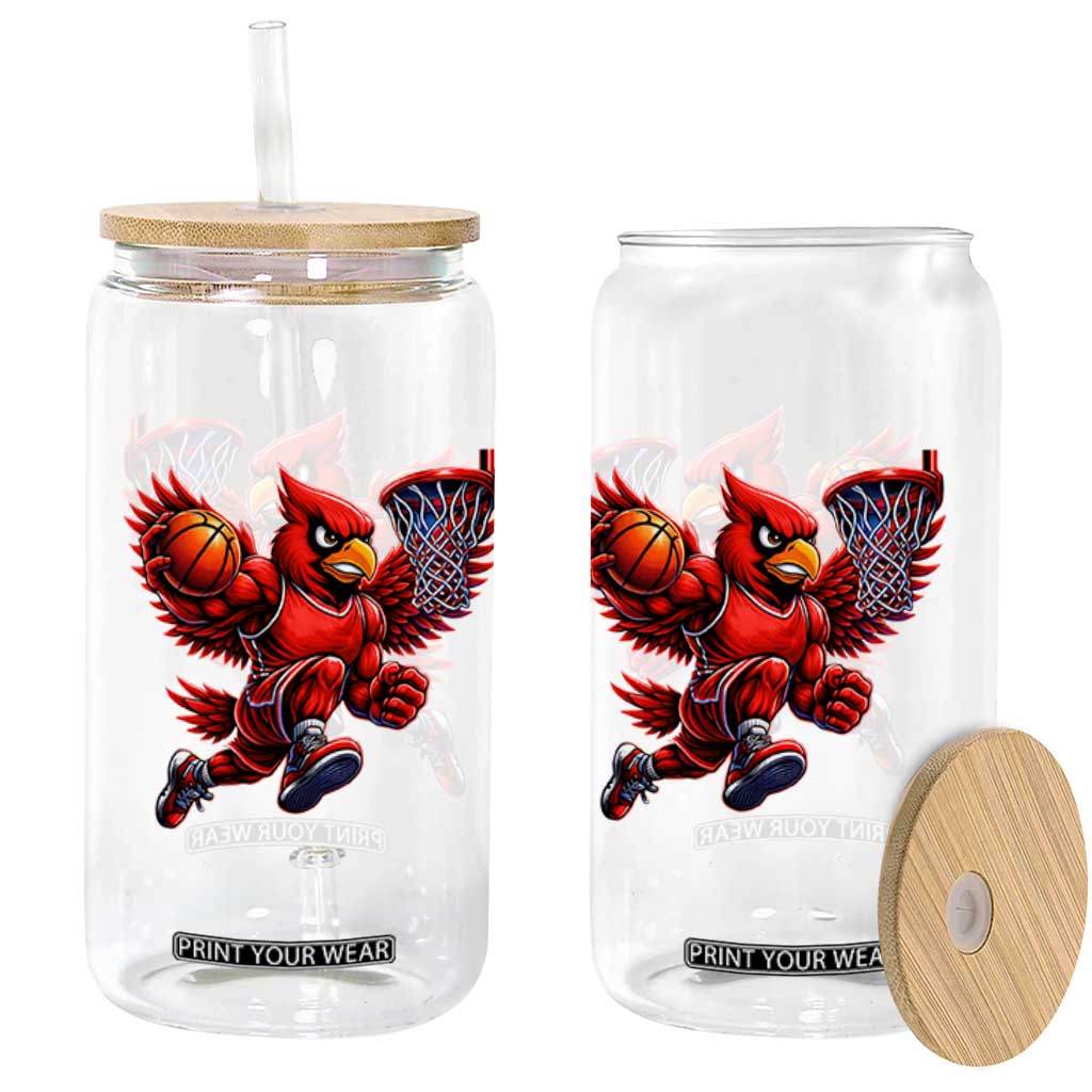 Cardinal Playing Basketball Graphic Glass Can Dunk Mascot Sports Fan Gift TS10 Print Your Wear