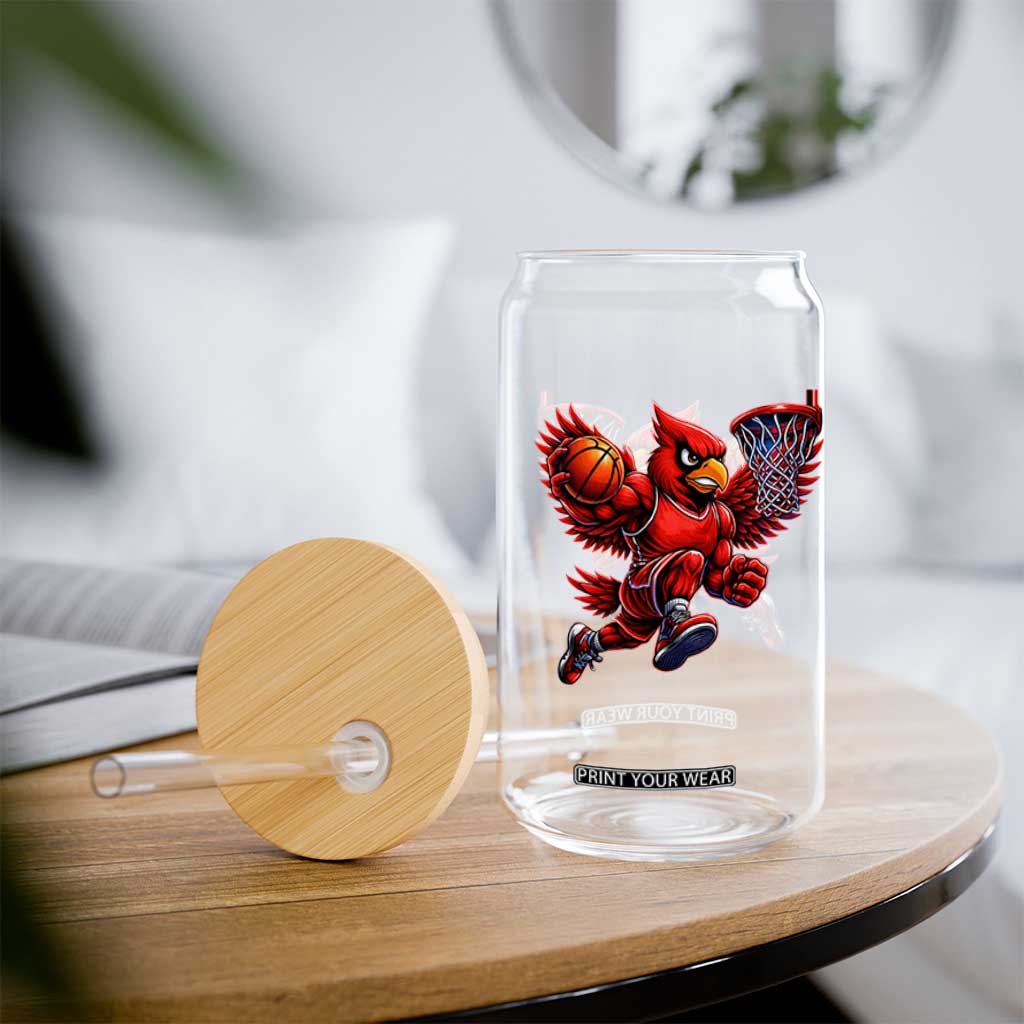 Cardinal Playing Basketball Graphic Glass Can Dunk Mascot Sports Fan Gift TS10 Print Your Wear