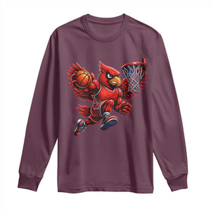 Cardinal Playing Basketball Graphic Long Sleeve Shirt Dunk Mascot Sports Fan Gift TS10 Maroon Print Your Wear