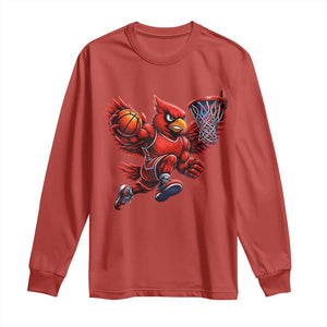 Cardinal Playing Basketball Graphic Long Sleeve Shirt Dunk Mascot Sports Fan Gift TS10 Red Print Your Wear