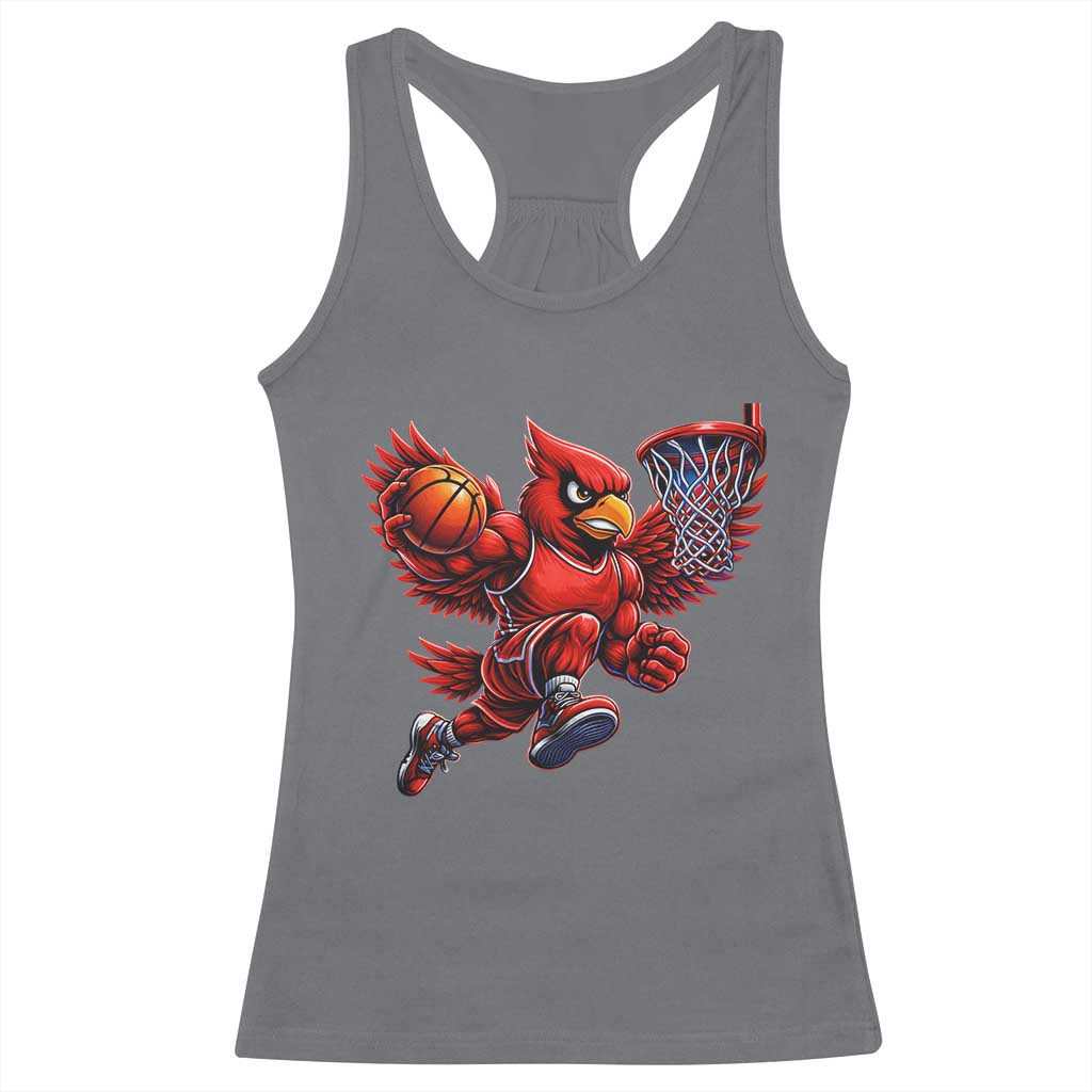 Cardinal Playing Basketball Graphic Racerback Tank Top Dunk Mascot Sports Fan Gift TS10 Charcoal Print Your Wear