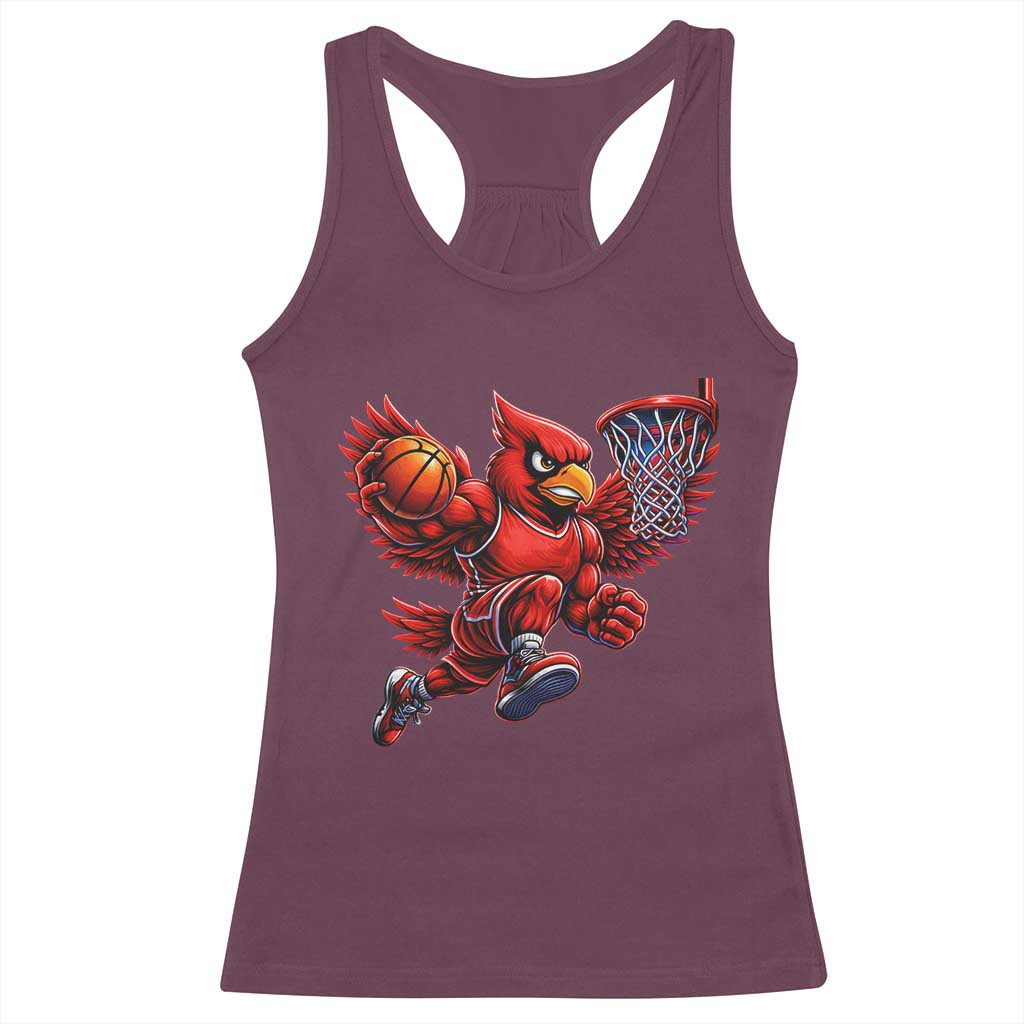 Cardinal Playing Basketball Graphic Racerback Tank Top Dunk Mascot Sports Fan Gift TS10 Maroon Print Your Wear