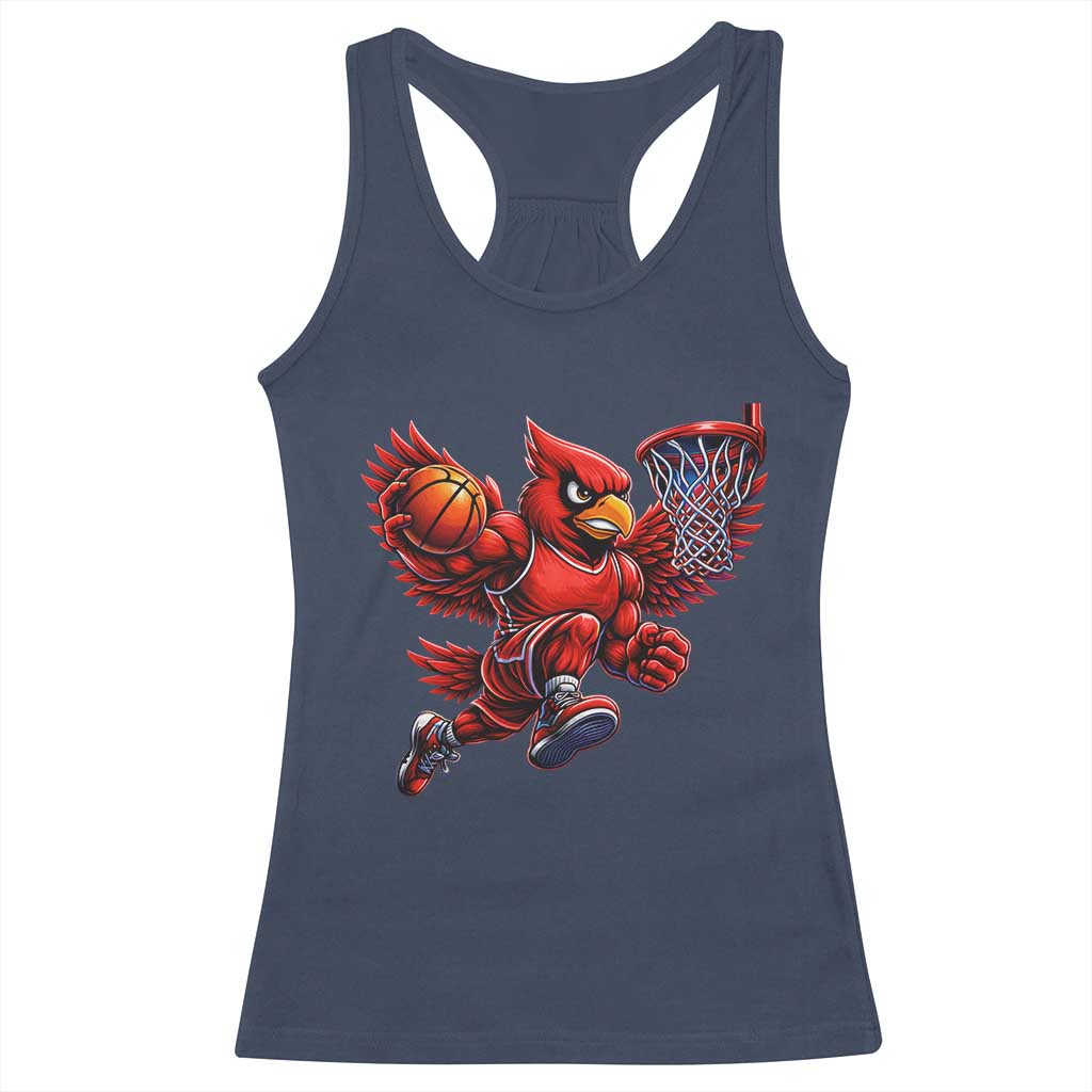 Cardinal Playing Basketball Graphic Racerback Tank Top Dunk Mascot Sports Fan Gift TS10 Navy Print Your Wear