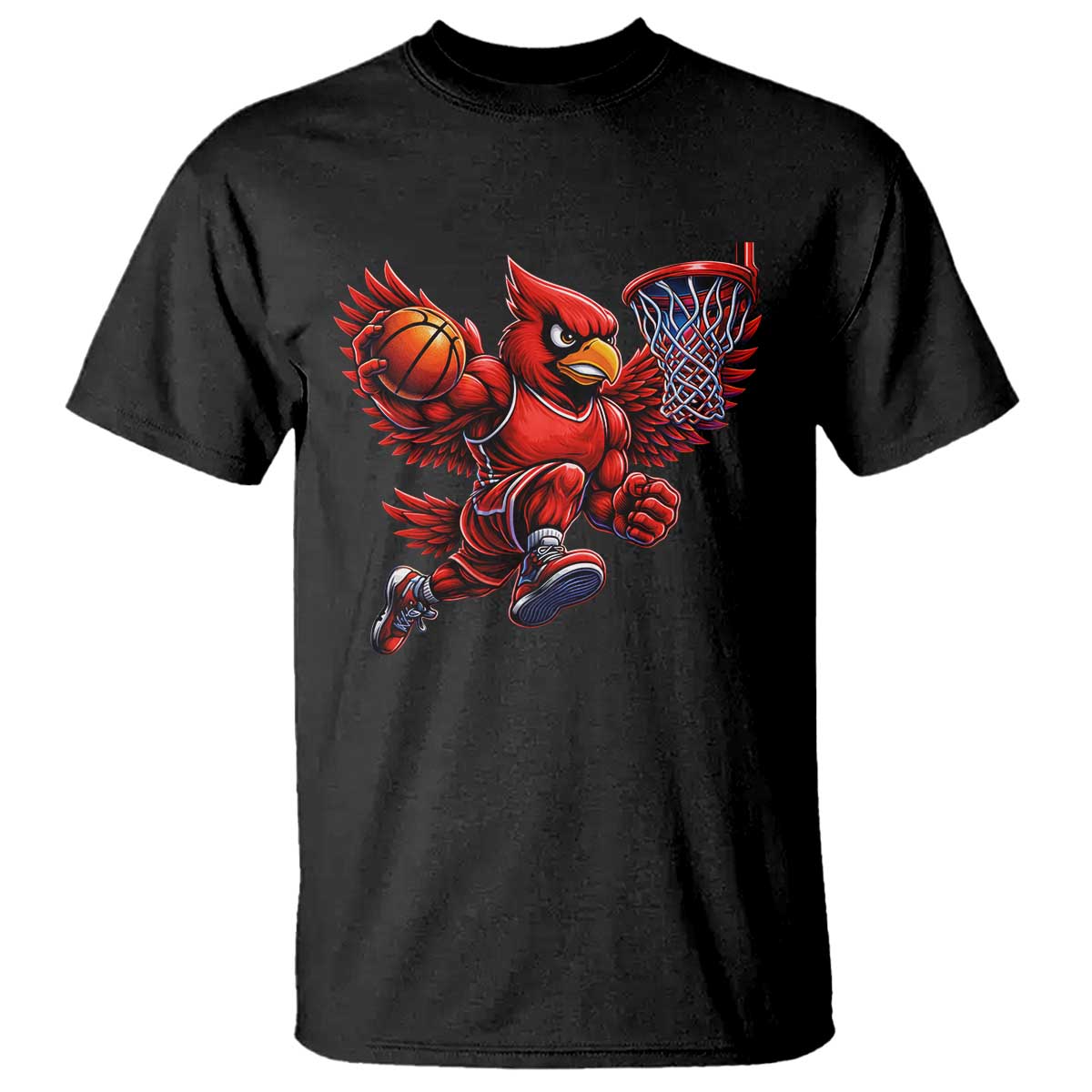 Cardinal Playing Basketball Graphic T Shirt Dunk Mascot Sports Fan Gift TS10 Black Print Your Wear