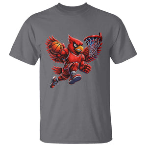 Cardinal Playing Basketball Graphic T Shirt Dunk Mascot Sports Fan Gift TS10 Charcoal Print Your Wear