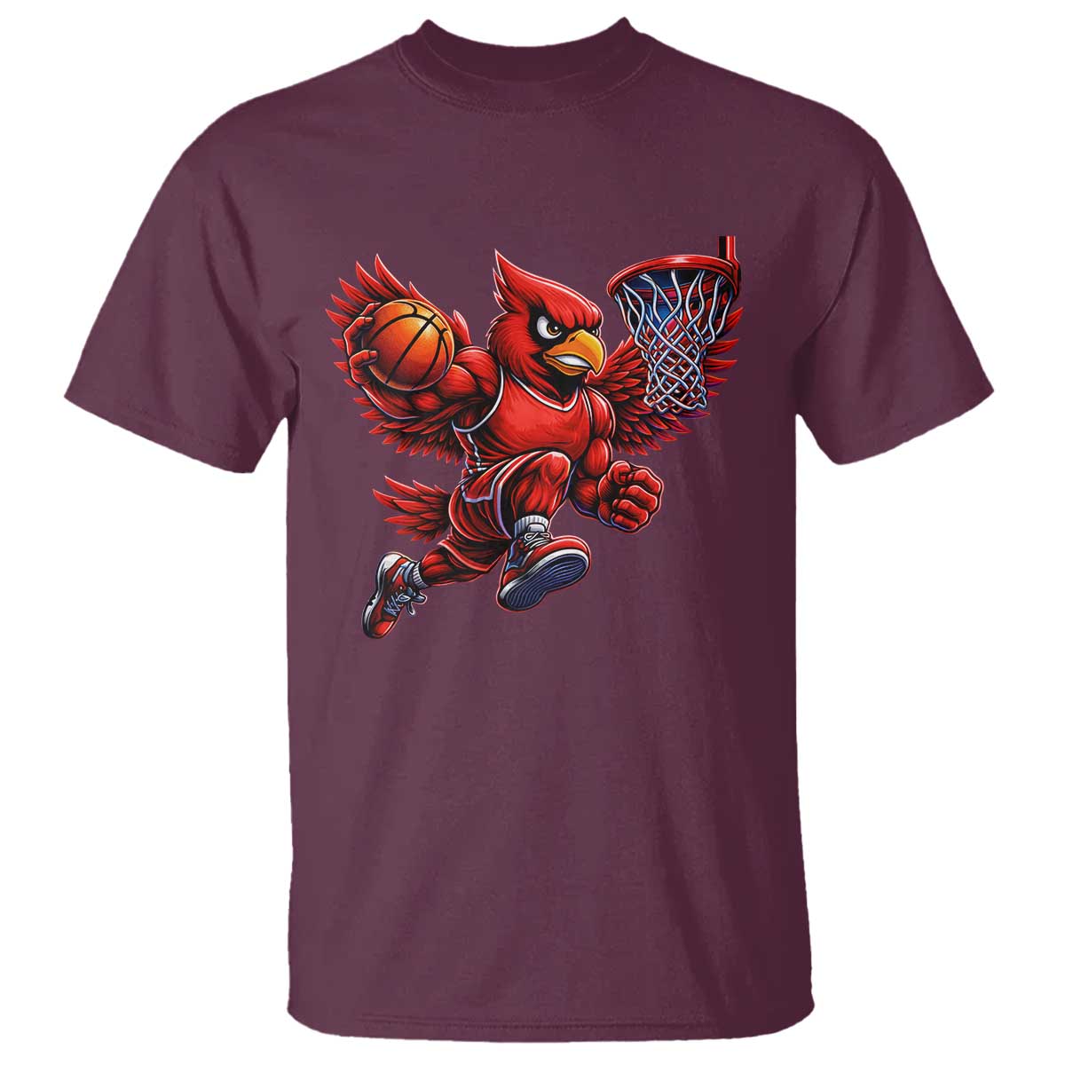 Cardinal Playing Basketball Graphic T Shirt Dunk Mascot Sports Fan Gift TS10 Maroon Print Your Wear