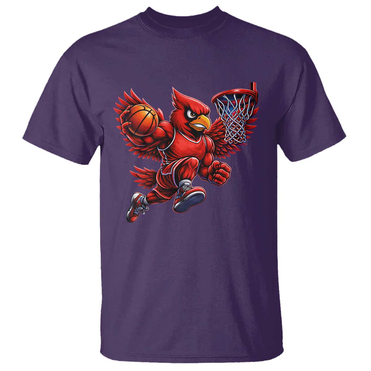 Cardinal Playing Basketball Graphic T Shirt Dunk Mascot Sports Fan Gift TS10 Purple Print Your Wear