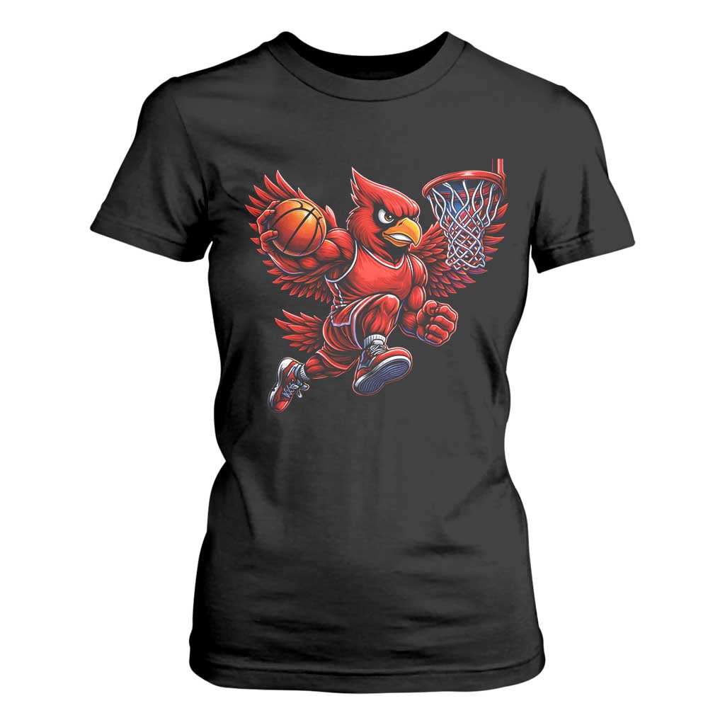 Cardinal Playing Basketball Graphic T Shirt For Women Dunk Mascot Sports Fan Gift TS10 Black Print Your Wear