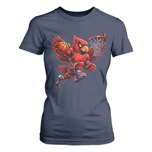 Cardinal Playing Basketball Graphic T Shirt For Women Dunk Mascot Sports Fan Gift TS10 Navy Print Your Wear