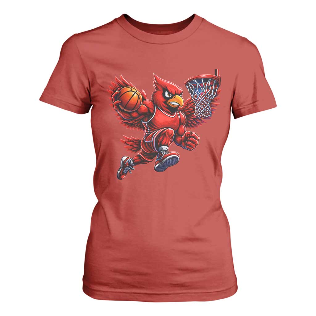 Cardinal Playing Basketball Graphic T Shirt For Women Dunk Mascot Sports Fan Gift TS10 Red Print Your Wear