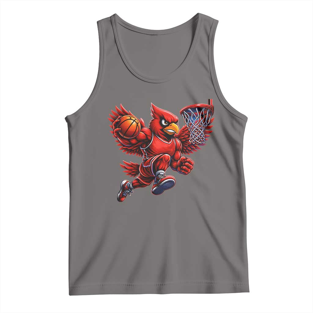 Cardinal Playing Basketball Graphic Tank Top Dunk Mascot Sports Fan Gift TS10 Deep Heather Print Your Wear