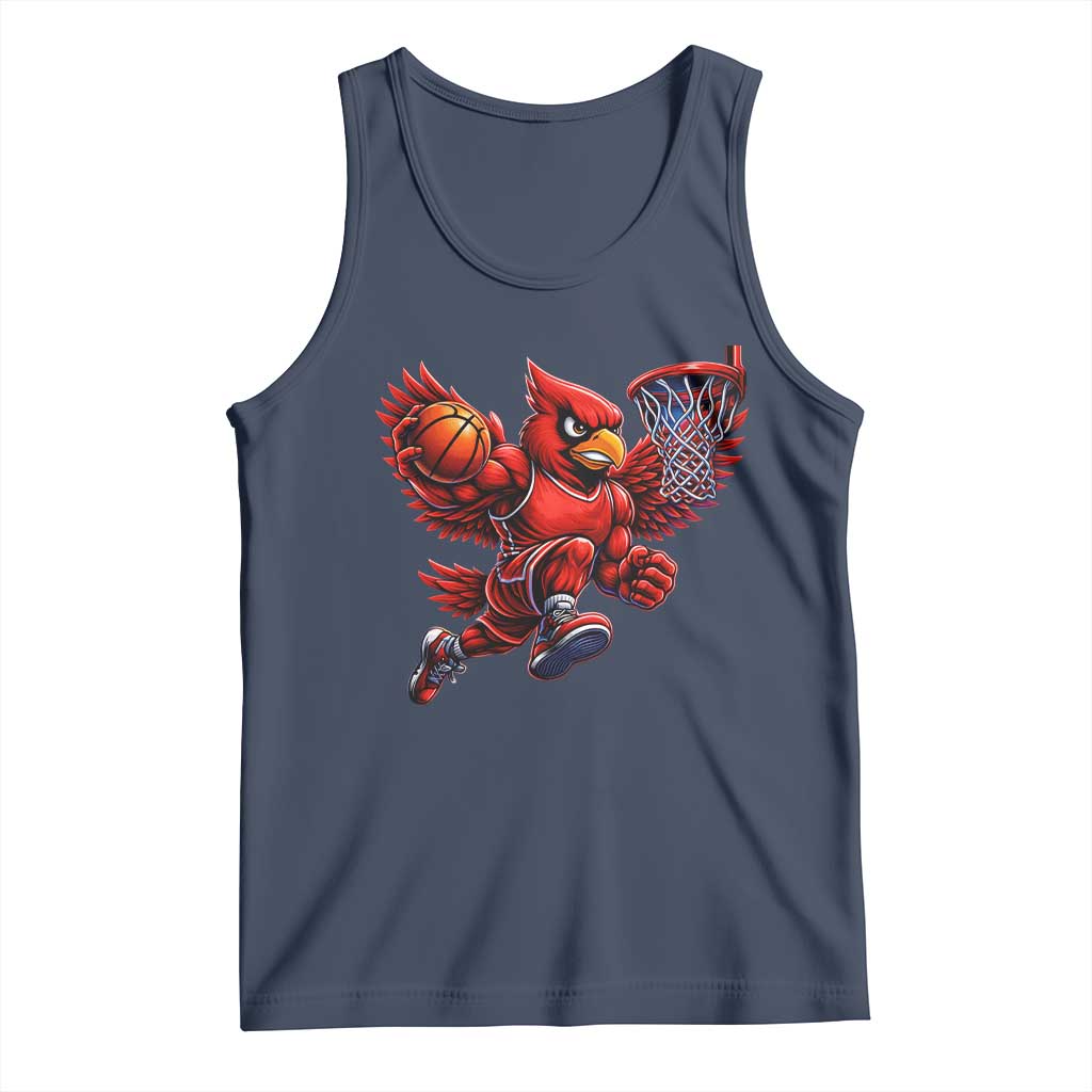 Cardinal Playing Basketball Graphic Tank Top Dunk Mascot Sports Fan Gift TS10 Navy Print Your Wear
