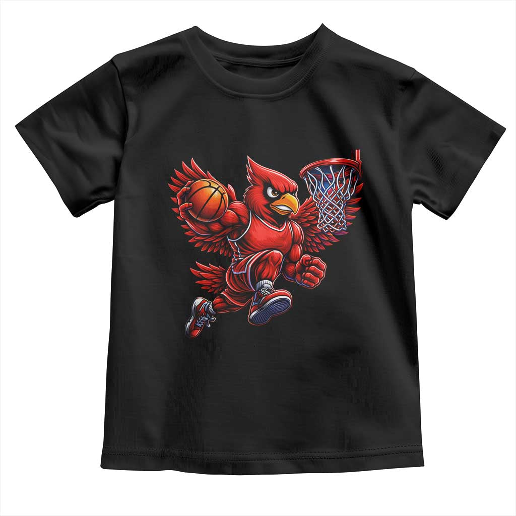Cardinal Playing Basketball Graphic Toddler T Shirt Dunk Mascot Sports Fan Gift TS10 Black Print Your Wear