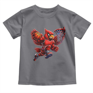 Cardinal Playing Basketball Graphic Toddler T Shirt Dunk Mascot Sports Fan Gift TS10 Charcoal Print Your Wear