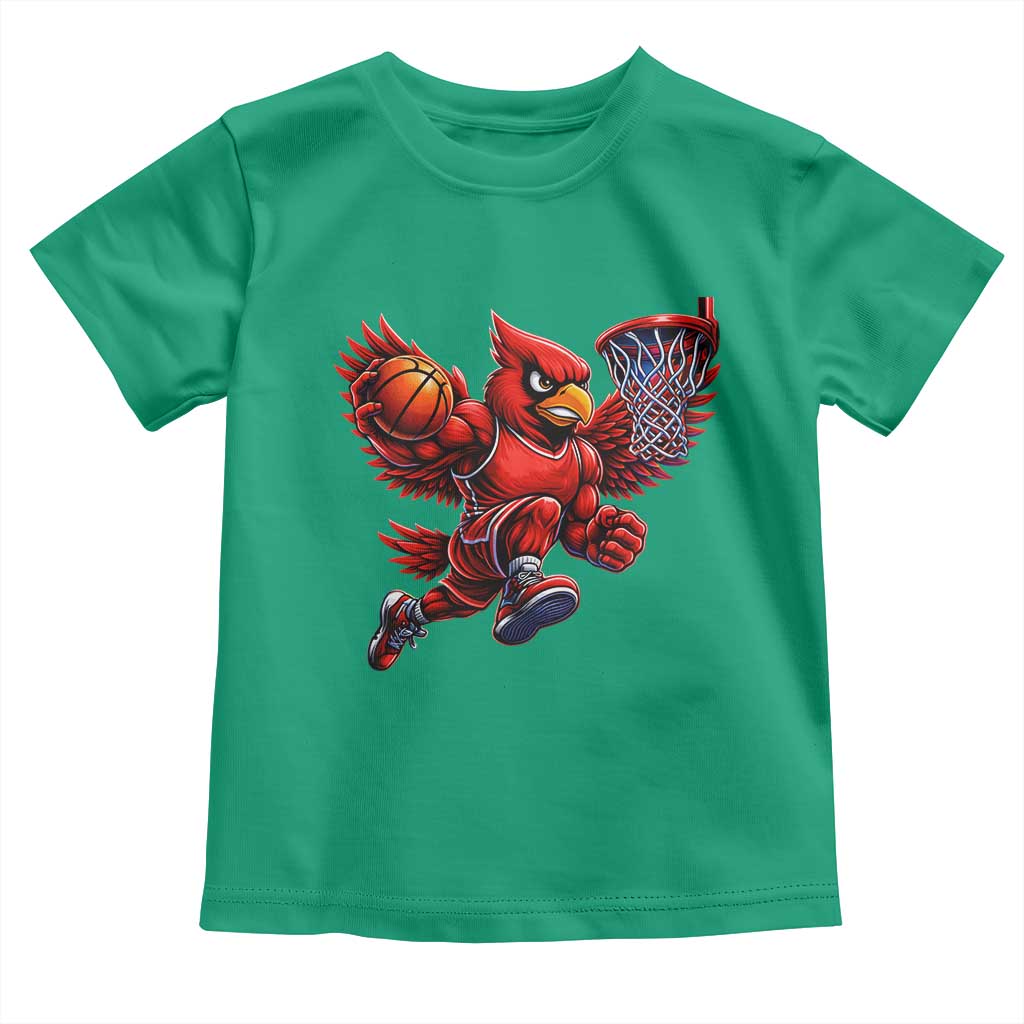 Cardinal Playing Basketball Graphic Toddler T Shirt Dunk Mascot Sports Fan Gift TS10 Irish Green Print Your Wear