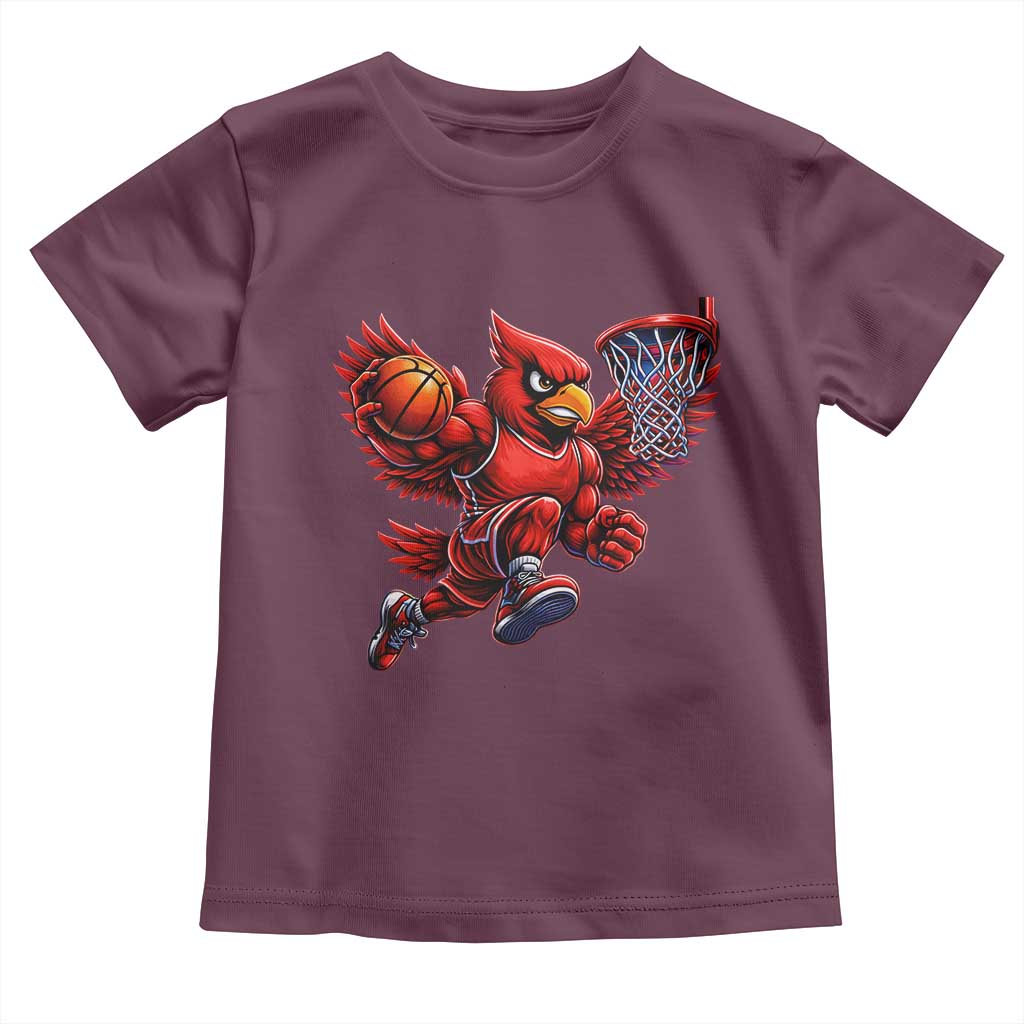 Cardinal Playing Basketball Graphic Toddler T Shirt Dunk Mascot Sports Fan Gift TS10 Maroon Print Your Wear