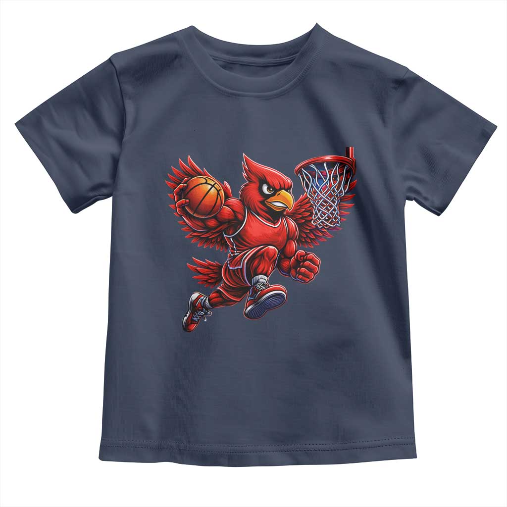 Cardinal Playing Basketball Graphic Toddler T Shirt Dunk Mascot Sports Fan Gift TS10 Navy Print Your Wear