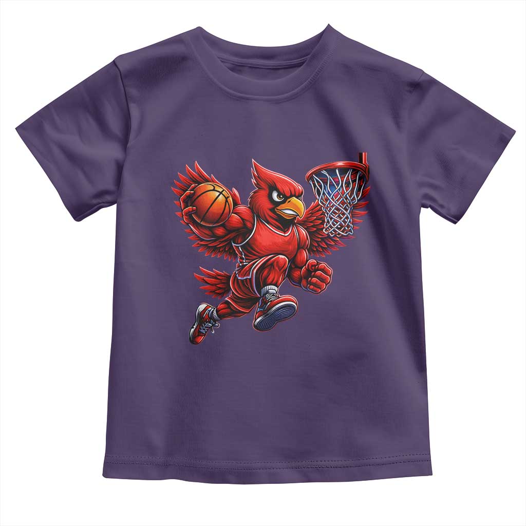 Cardinal Playing Basketball Graphic Toddler T Shirt Dunk Mascot Sports Fan Gift TS10 Purple Print Your Wear