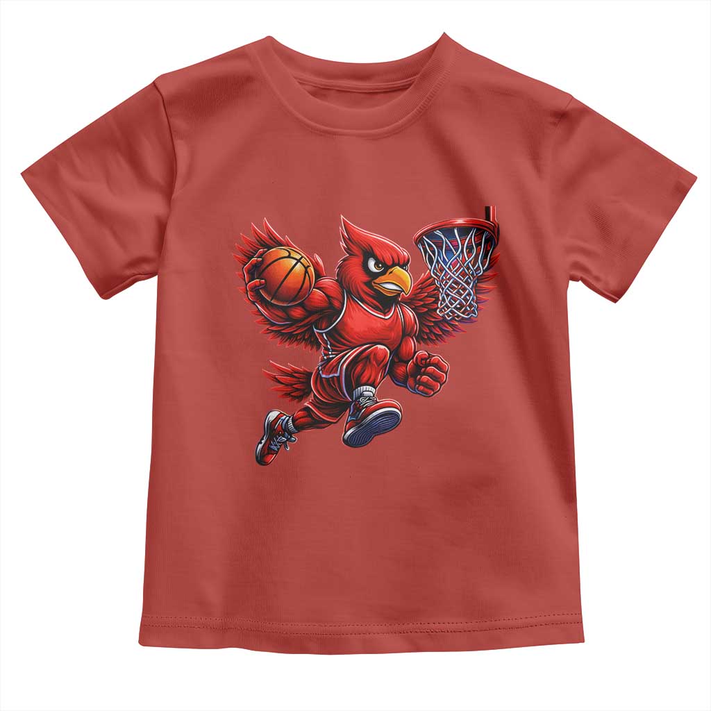 Cardinal Playing Basketball Graphic Toddler T Shirt Dunk Mascot Sports Fan Gift TS10 Red Print Your Wear