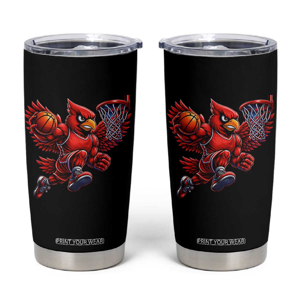 Cardinal Playing Basketball Graphic Tumbler Cup Dunk Mascot Sports Fan Gift TS10 Black Print Your Wear