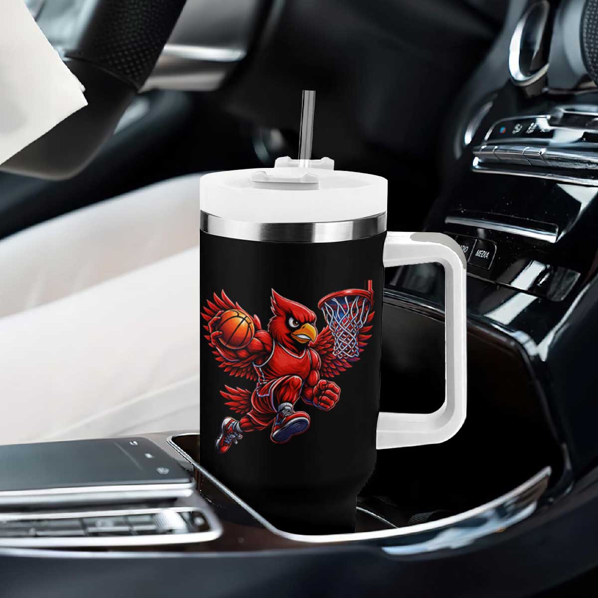 Cardinal Playing Basketball Graphic Tumbler With Handle Dunk Mascot Sports Fan Gift TS10 Print Your Wear