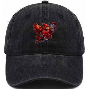 Cardinal Playing Basketball Graphic Washed Cotton Baseball Cap Dunk Mascot Sports Fan Gift TS10 Print Your Wear