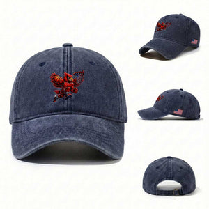 Cardinal Playing Basketball Graphic Washed Cotton Baseball Cap Dunk Mascot Sports Fan Gift TS10 Washed Cap Universal Fit Navy Print Your Wear