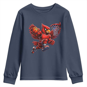 Cardinal Playing Basketball Graphic Youth Sweatshirt Dunk Mascot Sports Fan Gift TS10 Navy Print Your Wear