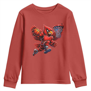 Cardinal Playing Basketball Graphic Youth Sweatshirt Dunk Mascot Sports Fan Gift TS10 Red Print Your Wear