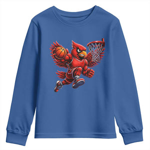 Cardinal Playing Basketball Graphic Youth Sweatshirt Dunk Mascot Sports Fan Gift TS10 Royal Blue Print Your Wear