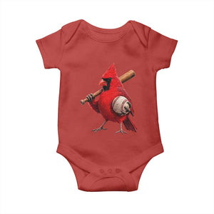 Cardinals Baseball Player Baby Onesie Retro STL Redbird Fan Bird Mascot Baseball TS10 Red Print Your Wear