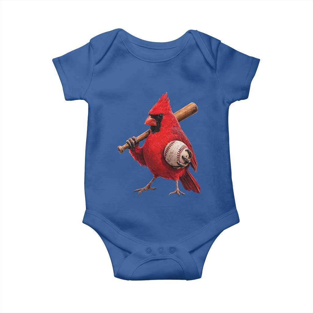 Cardinals Baseball Player Baby Onesie Retro STL Redbird Fan Bird Mascot Baseball TS10 Royal Blue Print Your Wear