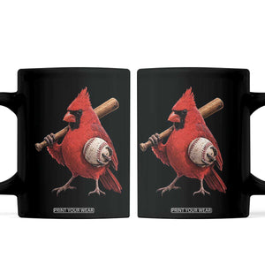 Cardinals Baseball Player Coffee Mug Retro STL Redbird Fan Bird Mascot Baseball TS10 Black Print Your Wear