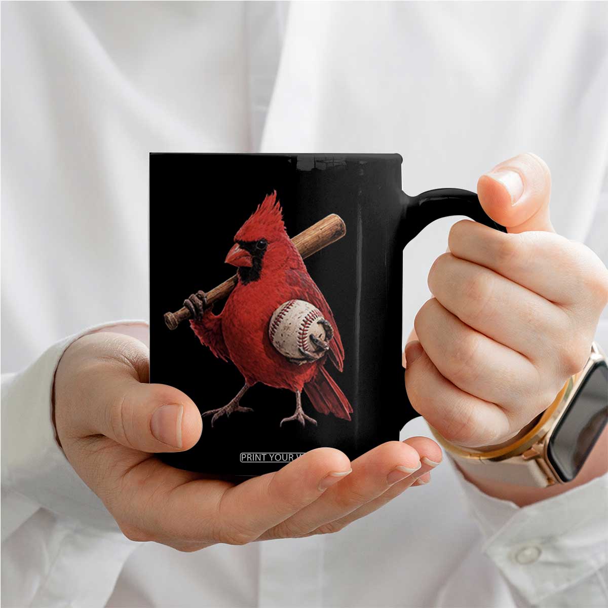 Cardinals Baseball Player Coffee Mug Retro STL Redbird Fan Bird Mascot Baseball TS10 Print Your Wear