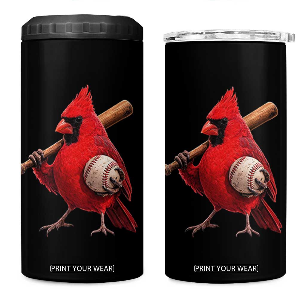 Cardinals Baseball Player 4 in 1 Can Cooler Tumbler Retro STL Redbird Fan Bird Mascot Baseball TS10 One Size: 16 oz Black Print Your Wear