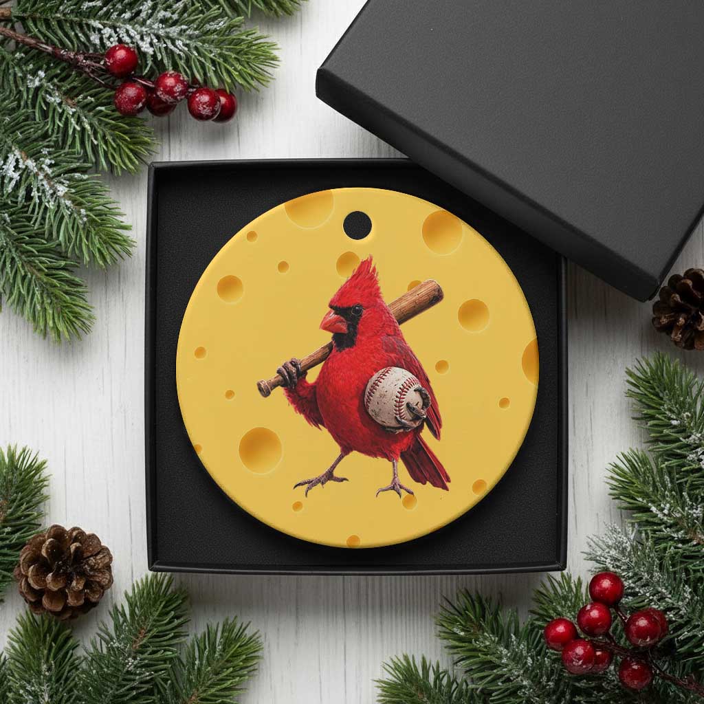 Cardinals Baseball Player Ceramic Ornament Retro STL Redbird Fan Bird Mascot Baseball TS10 1pc Yellow Cheese Print Your Wear