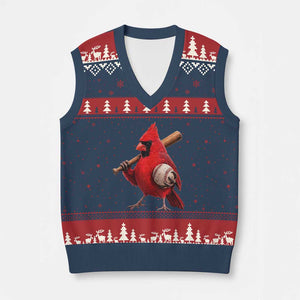 Cardinals Baseball Player V-Neck Knit Sweater Vest Retro STL Redbird Fan Bird Mascot Baseball TS10 Navy Red Print Your Wear