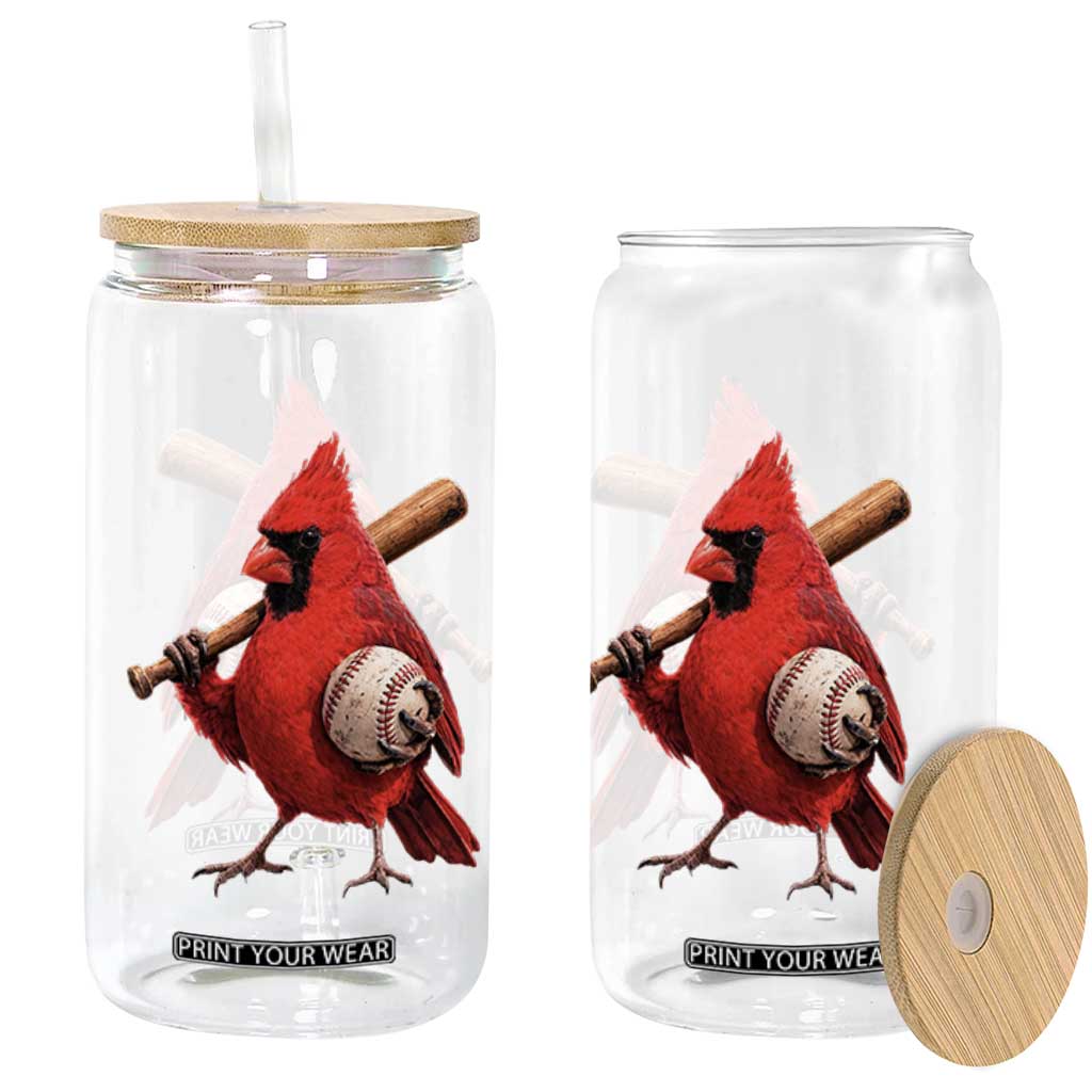 Cardinals Baseball Player Glass Can Retro STL Redbird Fan Bird Mascot Baseball TS10 Print Your Wear