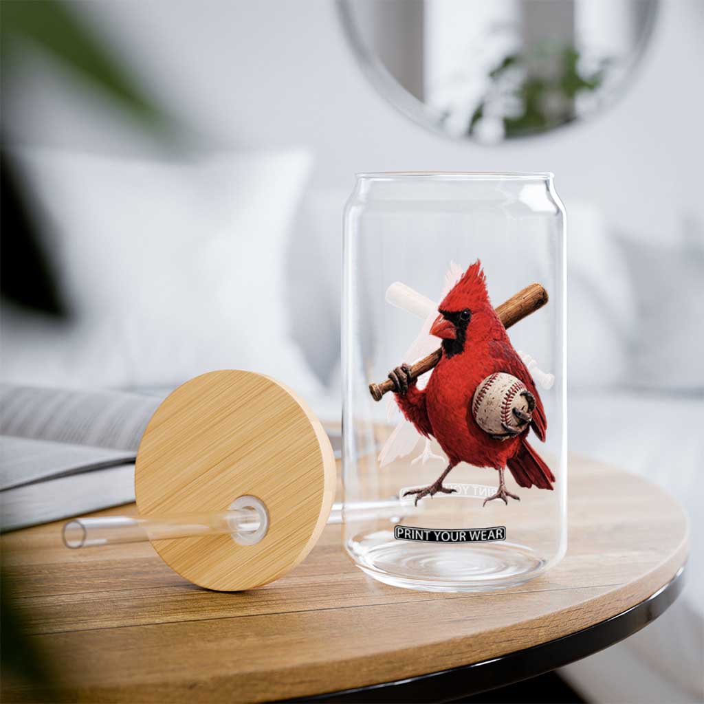 Cardinals Baseball Player Glass Can Retro STL Redbird Fan Bird Mascot Baseball TS10 Print Your Wear