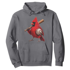 Cardinals Baseball Player Hoodie Retro STL Redbird Fan Bird Mascot Baseball TS10 Charcoal Print Your Wear