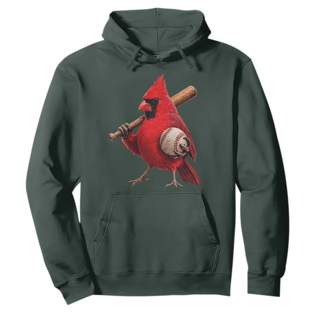 Cardinals Baseball Player Hoodie Retro STL Redbird Fan Bird Mascot Baseball TS10 Dark Forest Green Print Your Wear