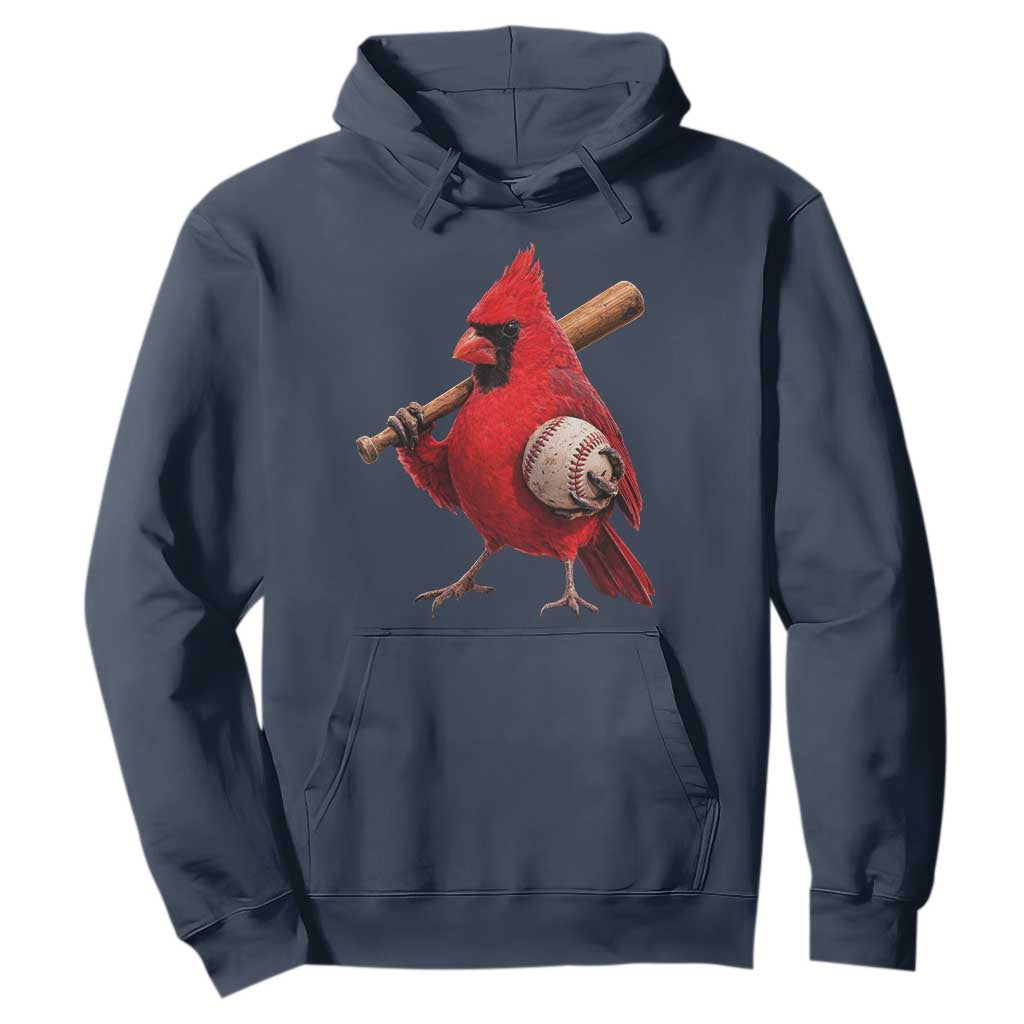 Cardinals Baseball Player Hoodie Retro STL Redbird Fan Bird Mascot Baseball TS10 Navy Print Your Wear