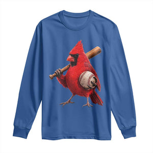Cardinals Baseball Player Long Sleeve Shirt - Retro STL Redbird Fan - Bird Mascot Baseball TS10 Royal Blue Print Your Wear