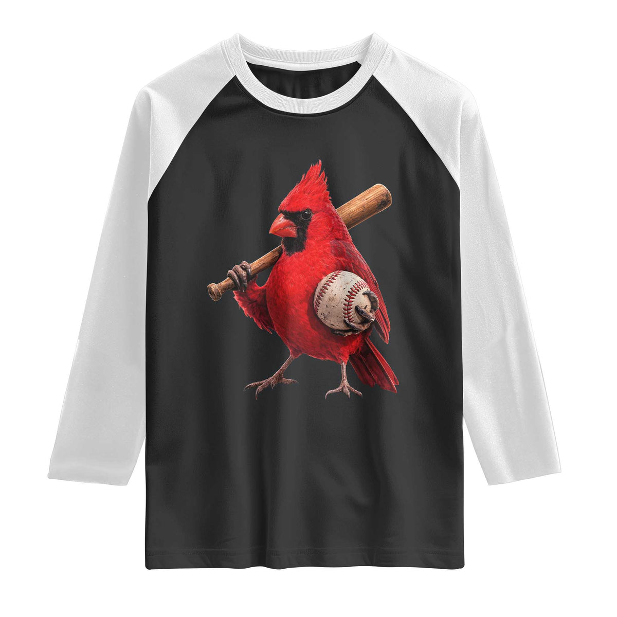 Cardinals Baseball Player Raglan Shirt Retro STL Redbird Fan Bird Mascot Baseball TS10 Black White Print Your Wear
