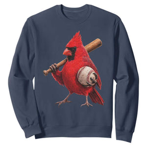 Cardinals Baseball Player Sweatshirt Retro STL Redbird Fan Bird Mascot Baseball TS10 Navy Print Your Wear