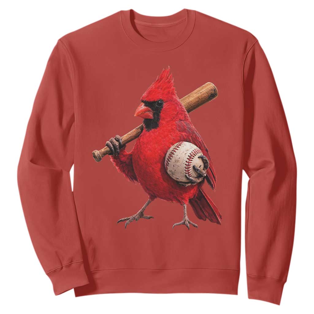 Cardinals Baseball Player Sweatshirt Retro STL Redbird Fan Bird Mascot Baseball TS10 Red Print Your Wear